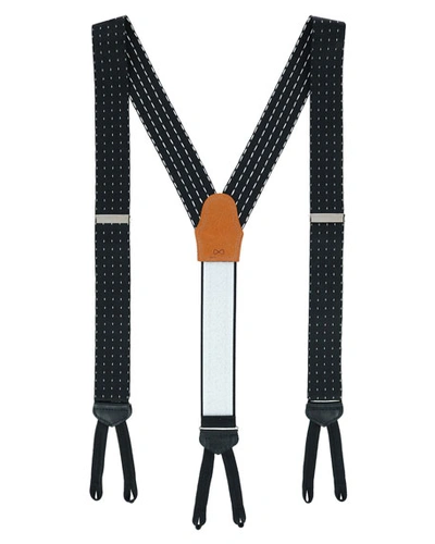 Trafalgar Men's Formal Pindot Silk Suspender Braces In Black White