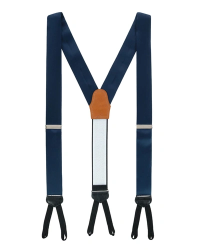 Trafalgar Big And Tall Sutton Solid Silk Formal End Suspenders In Navy