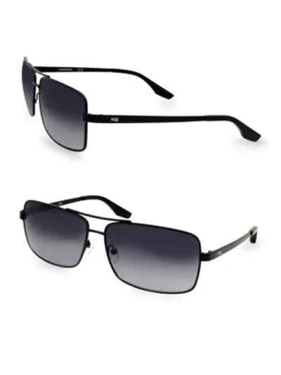 Aqs Steel 60mm Rectangular Sunglasses In Black