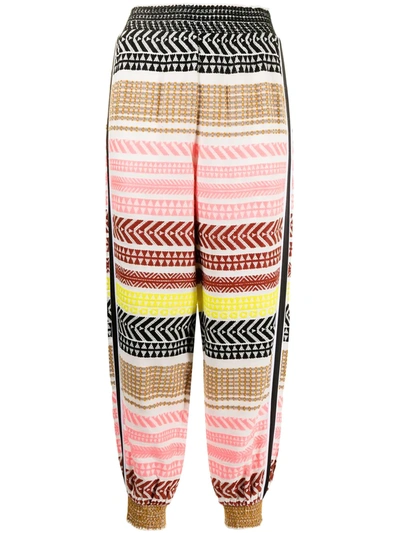 Alice And Olivia Courtney Multicolor Pattern Baggy Sweatpants In Multi Stripe
