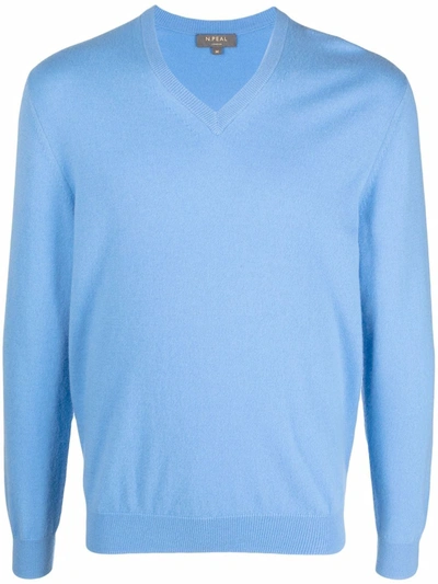 N•peal V-neck Cashmere Jumper In Blue