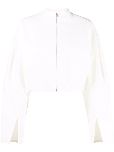 Jil Sander Slit-cuff Zipped Jacket In White