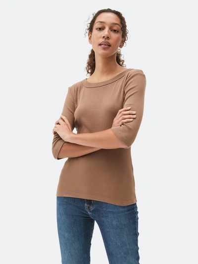 Michael Stars Dot 3/4 Sleeve Tee In Brown