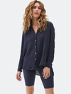 Michael Stars Gauze Button Down Top In Blue