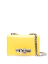 Alexander Mcqueen Mini Croc-embossed Jewelled Leather Satchel In Yellow