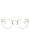 Ray Ban Ray-bay 47mm Round Optical Glasses In Shiny Brown