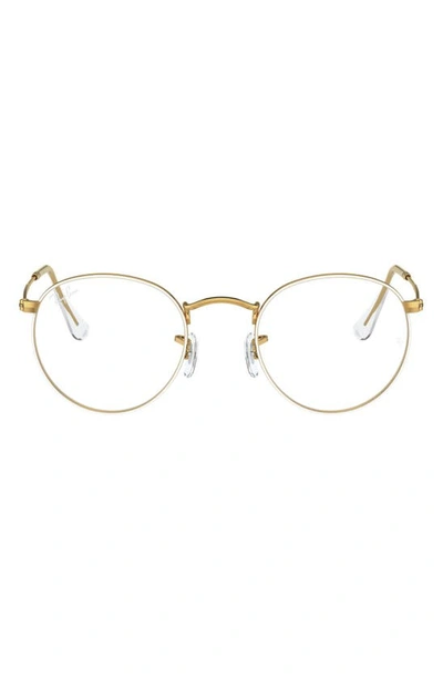 Ray Ban Ray-bay 47mm Round Optical Glasses In Shiny Brown
