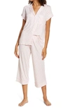 Eberjey Sleep Chic Crop Pajamas In Daisy Bright Pink/ Bellini