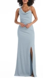 After Six One-shoulder Draped Cowl-neck Maxi Dress In Mist