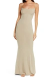 Skims Soft Lounge Long Slip Dress In Taupe