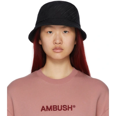 Ambush Black Canvas Logo Bucket Hat