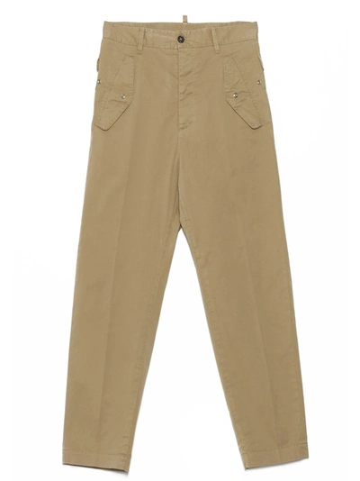 Dsquared2 Straight Leg Cropped Pants In Beige