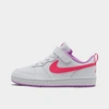 Nike Kids' Little Girls Court Borough Low 2 Casual Sneakers From Finish Line In White, Hyper Pink