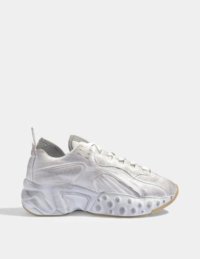 Acne Studios Manhattan Tumbled Sneakers In White