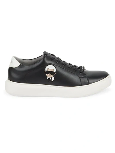 Karl Lagerfeld Leather Low-top Sneakers In Black