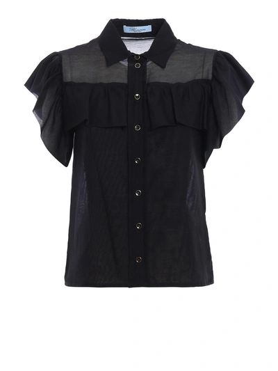 Blumarine Shirt Rouches In Black