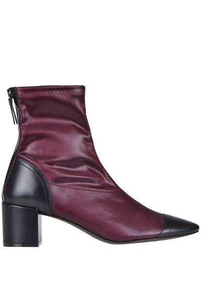 Maliparmi Stretch Fabric And Leather Ankle Boots In Bordeaux