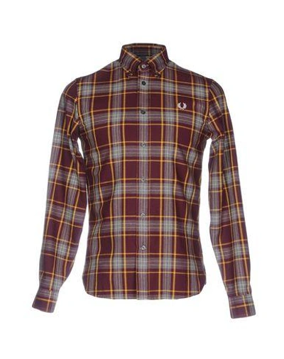Fred Perry Checked Shirt In Garnet