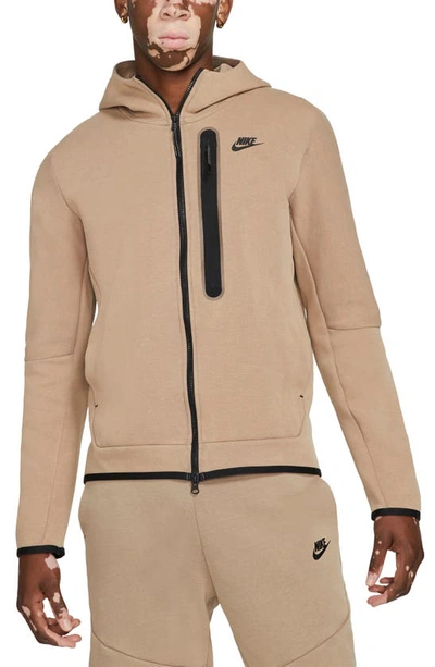 Nike Sportswear Tech Fleece Men's Washed Full-zip Hoodie In Taupe Haze,black