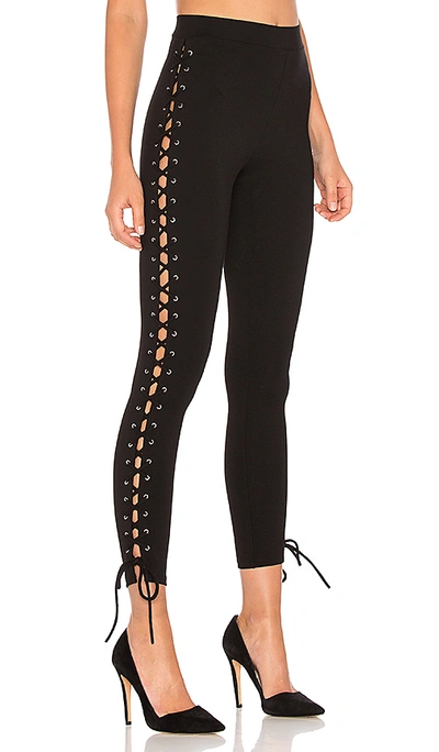 Lpa Lace Outseam Ponte Jersey Cropped Leggings In Black