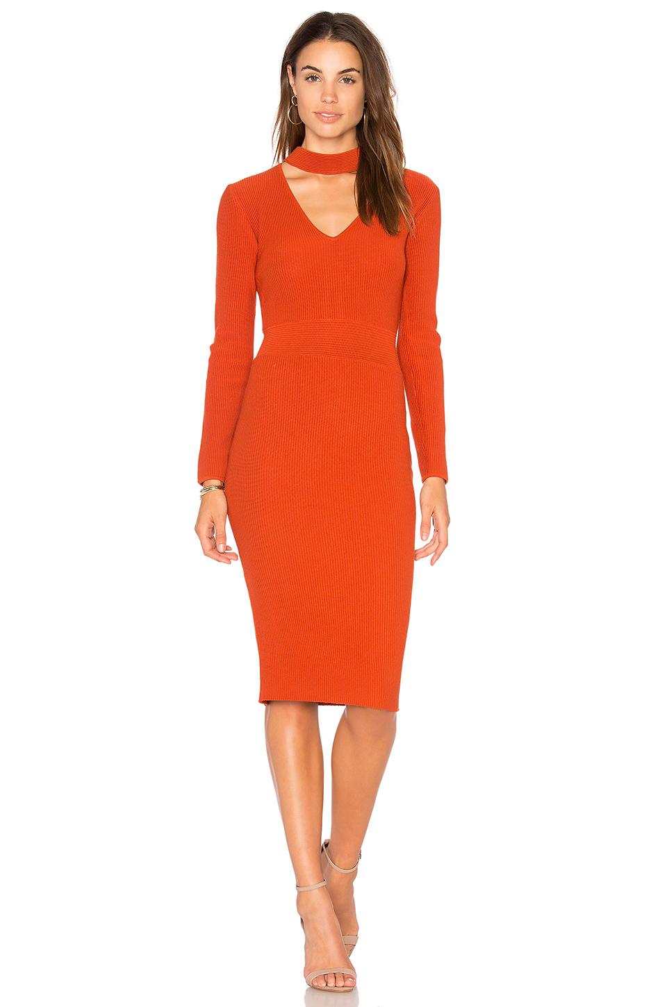 Endless Rose Knitted Bodycon Choker Dress In Rust | ModeSens