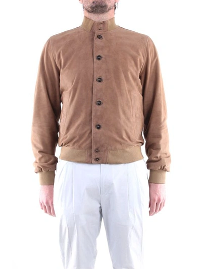 Emanuele Curci Men's  Beige Suede Outerwear Jacket In Brown
