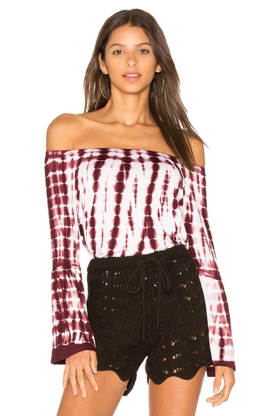 Chaser Cool Jersey Off The Shoulder Tee In Wine