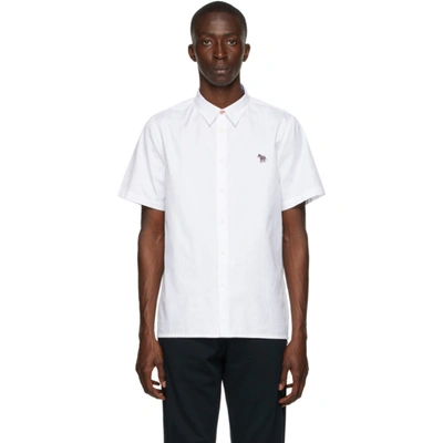 Ps By Paul Smith Ps Paul Smith Short Sleeve Zebra Logo Tailored Fit Shirt In White