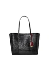 Tory Burch Perry Embossed Leather Triple Compartment Tote In Black