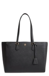 Tory Burch Robinson Saffiano Leather Tote In Black