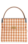 Tory Burch Small Lee Radziwill Gingham Double Bag Satchel In Ochre Gingham