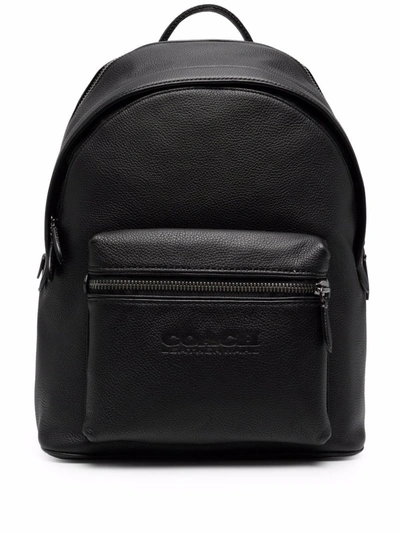 Coach Charter Refined Pebbled Leather Backpack In Black