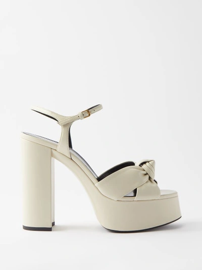 Saint Laurent Bianca Knotted Ankle-strap Platform Sandals In White