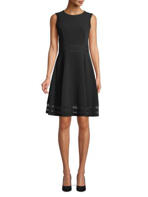 calvin klein fit and flare black dress