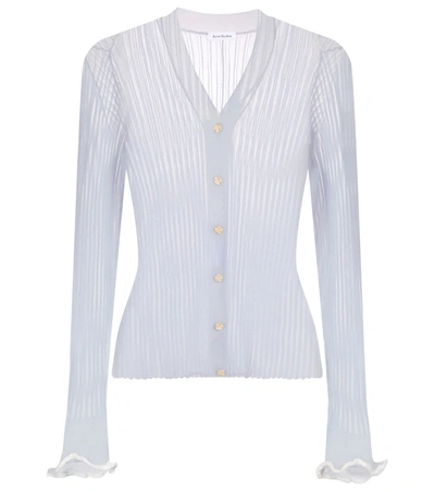 Acne Studios Semi-sheer Ribbed-knit Cardigan In Blue