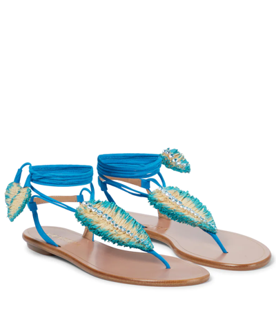 Aquazzura Isla Suede Thong Sandals In Blue