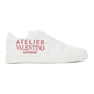 Valentino Garavani White 07 Camouflage Edition Atelier Low Sneakers In 0bo Bianco/rosso V./