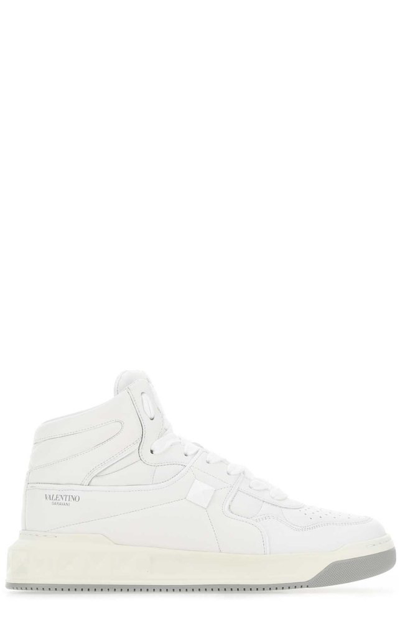 Valentino Garavani One Stud High-top Panelled Leather Trainers In White