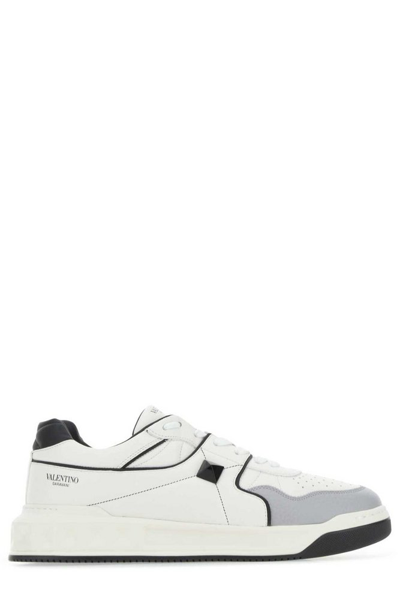 Valentino Garavani Rockstud Quilted Panelled Leather Trainers In White