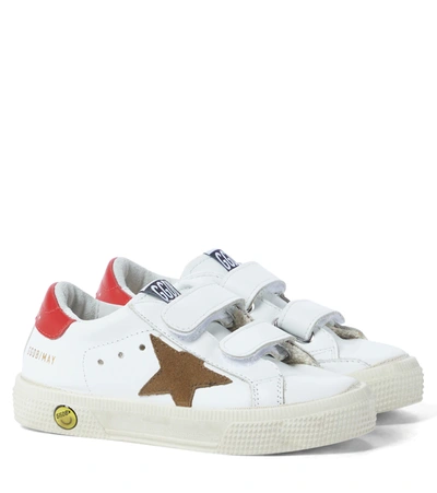 Golden Goose Kids' May School Leather Sneakers In White