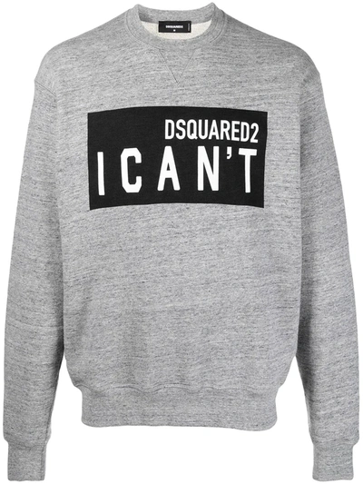 Dsquared2 I Can't Print Cotton Jersey Sweatshirt In Grey