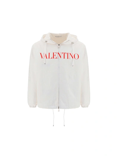 Valentino Logo-print Hooded Jacket In White