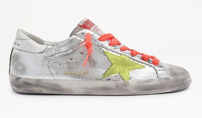 Golden Goose Trainers In Silver Yellow Fluo
