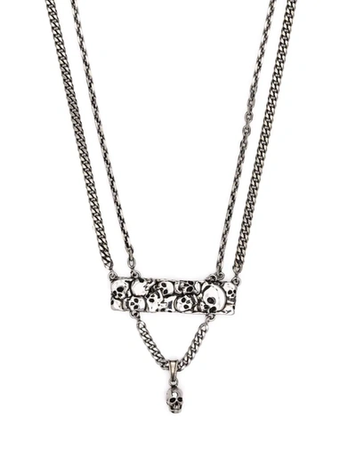 Alexander Mcqueen Skull-embellished Layered Necklace In Silver