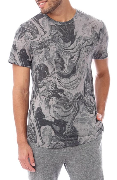 Alternative Eco-jersey Shirttail Printed T-shirt In Dark Grey Marble