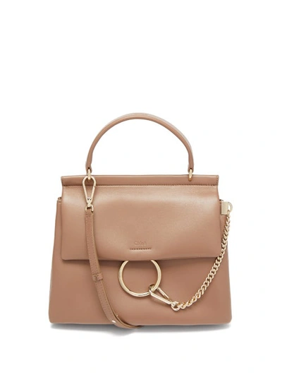Chloé Small Faye Leather Top Handle Bag In Desert Taupe