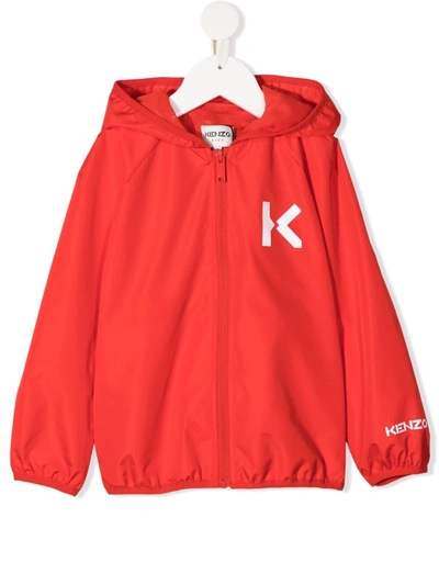 Kenzo Logo-print Windbreaker In Red