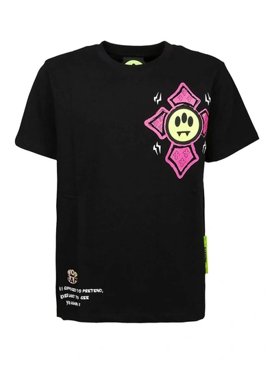 Barrow Black T-shirt With Cross Logo Print In Nero