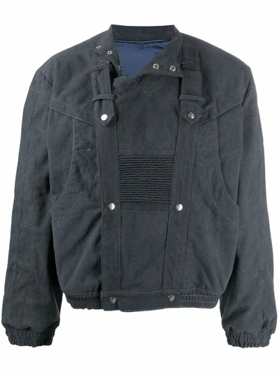 Georges Wendell Suede-effect Biker-style Jacket In Blue