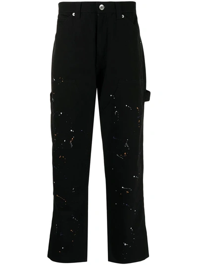 Five Cm Paint-splatter Cargo Trousers In Black